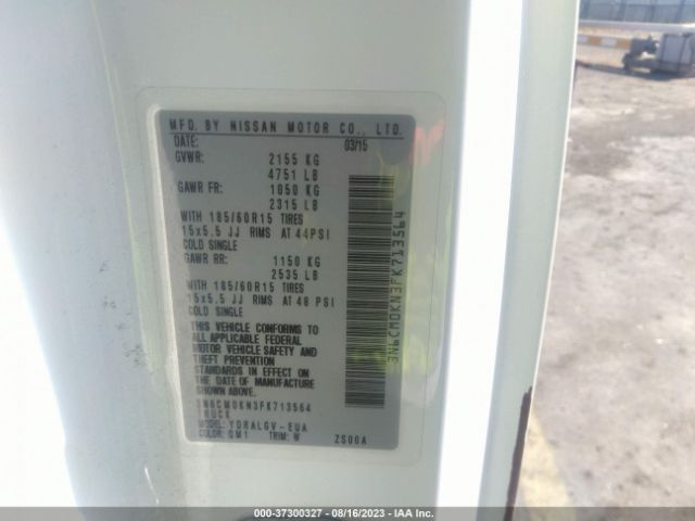 3N6CM0KN3FK713564 Nissan NV200 SV