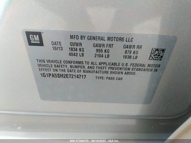 Chevrolet CRUZE LS 2014 1G1PA5SH2E7214717 Image 10