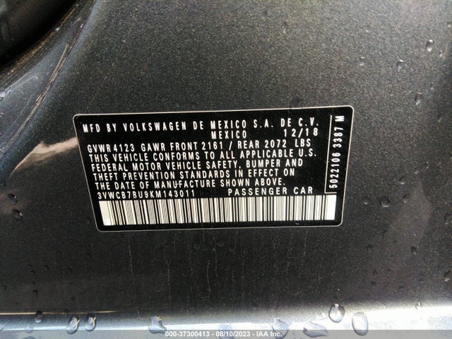 3VWCB7BU9KM143011 Volkswagen Jetta S/se/r-line