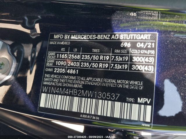 W1N4M4HB2MW130537 Mercedes-Benz Glb Glb 250