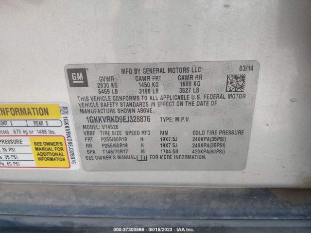 1GKKVRKD9EJ328876 GMC ACADIA SLT