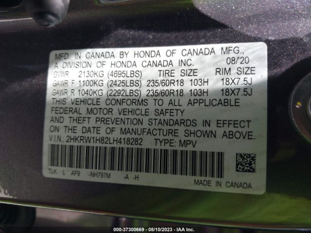 2HKRW1H82LH418282 Honda Cr-v Ex-l