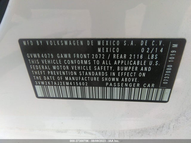 3VW2K7AJ2EM415602 Volkswagen Jetta Sedan S