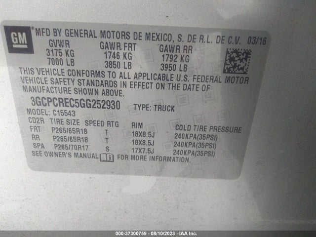 Chevrolet Silverado 1500 Lt 2016 3GCPCREC5GG252930 Image 9