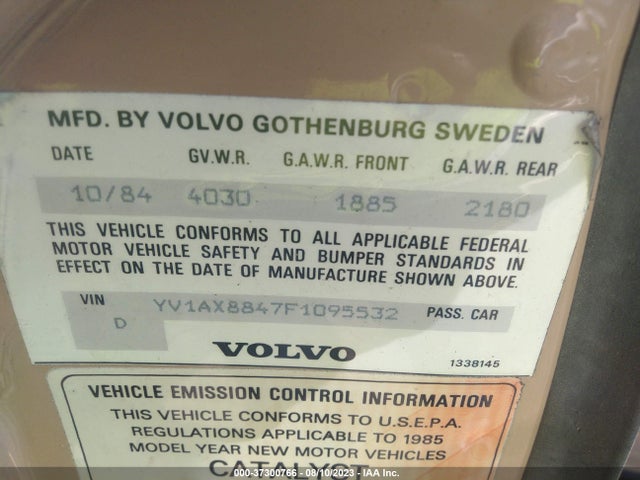 1985 VOLVO 244 DL/GL VIN: YV1AX8847F1095532