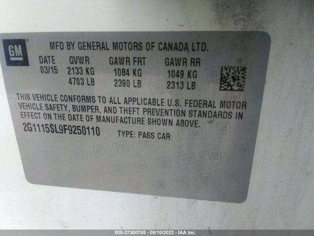 Chevrolet IMPALA LT 2015 2G1115SL9F9250110 Image 9