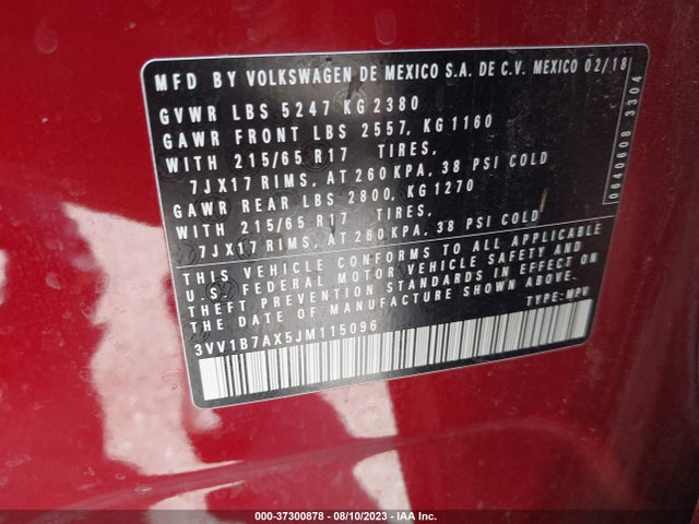 3VV1B7AX5JM115096 Volkswagen TIGUAN S