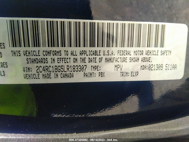 2020 CHRYSLER PACIFICA TOURING L VIN: 2C4RC1BG5LR183307