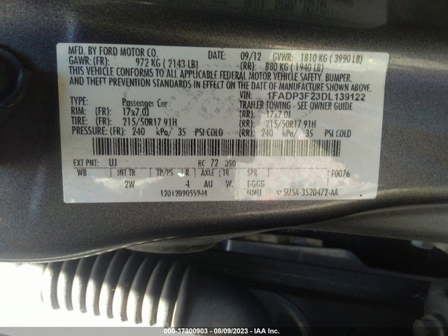 2013 FORD FOCUS SE VIN: 1FADP3F23DL139122