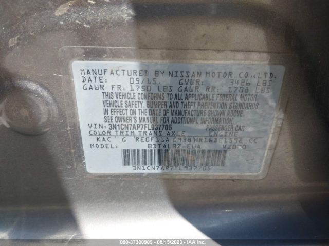 3N1CN7AP7FL937705 Nissan VERSA SV