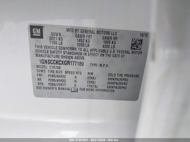 Chevrolet Tahoe Ltz 2016 1GNSCCKCXGR177189 Image 9