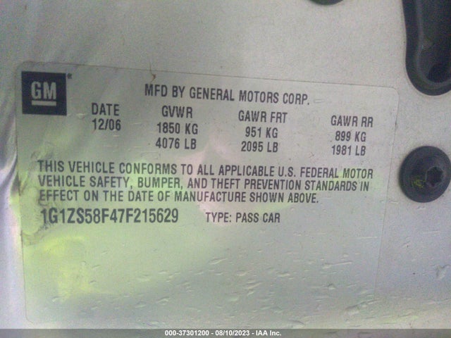 2007 CHEVROLET MALIBU LS W/1LS VIN: 1G1ZS58F47F215629