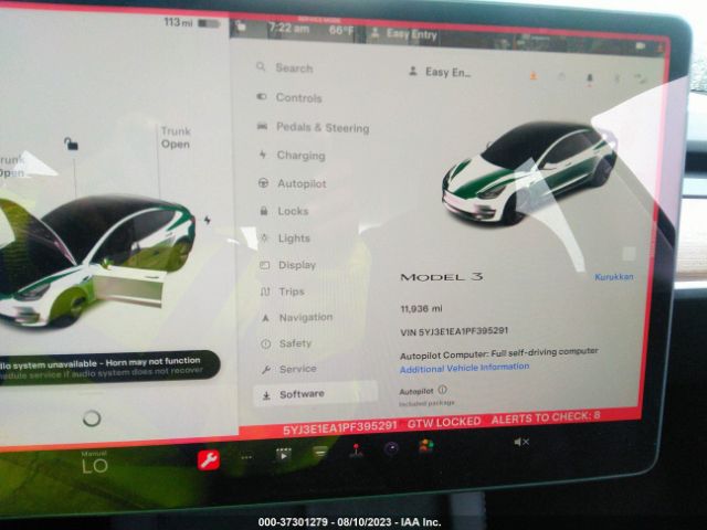 5YJ3E1EA1PF395291 Tesla MODEL 3