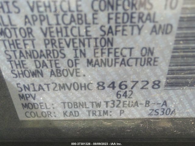 5N1AT2MV0HC846728 Nissan ROGUE SV