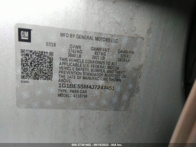 Chevrolet CRUZE LT 2018 1G1BE5SM4J7247451 Image 9