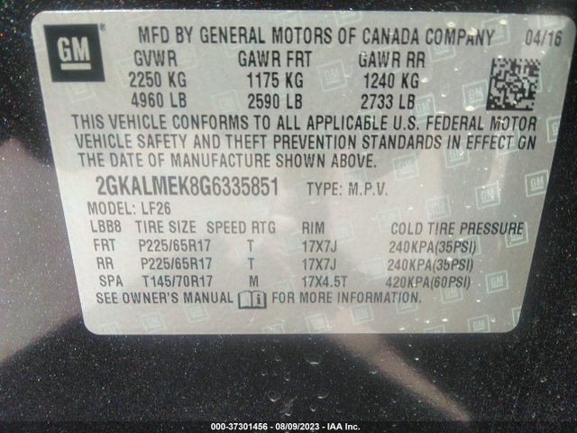 2GKALMEK8G6335851 GMC Terrain Sle