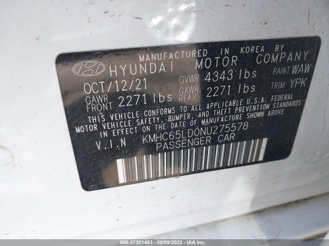 2022 HYUNDAI IONIQ PLUG-IN HYBRID SE VIN: KMHC65LD0NU275578