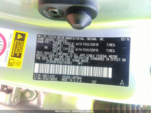 Toyota Highlander Limited 2016 5TDYKRFH4GS140963 Image 15