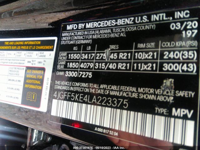 4JGFF5KE4LA223375 Mercedes-Benz Gls Gls 450