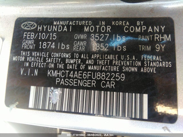 2015 HYUNDAI ACCENT GLS VIN: KMHCT4AE6FU882259