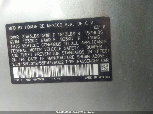 Honda FIT LX 2015 3HGGK5H55FM778002 Image 9