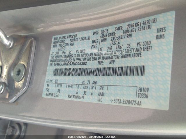 1FMCU0HD9JUD05382 Ford ESCAPE SEL