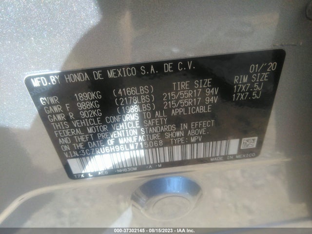 Honda Hr-v Touring 2020 3CZRU6H96LM715068 Image 16