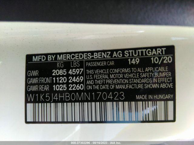 W1K5J4HB0MN170423 Mercedes-Benz Cla Cla 250