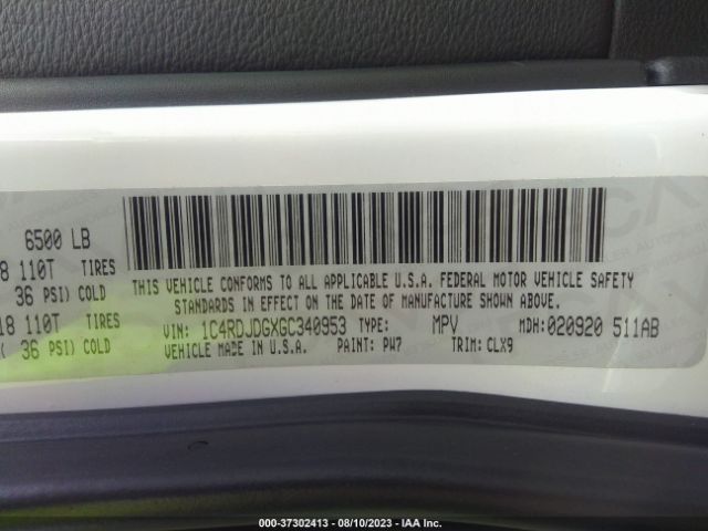 1C4RDJDGXGC340953 Dodge DURANGO LIMITED
