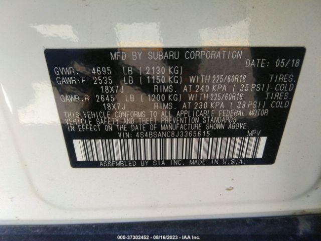 4S4BSANC8J3365615 Subaru Outback Limited