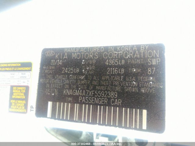 KNAGM4A7XF5592389 KIA Optima Lx
