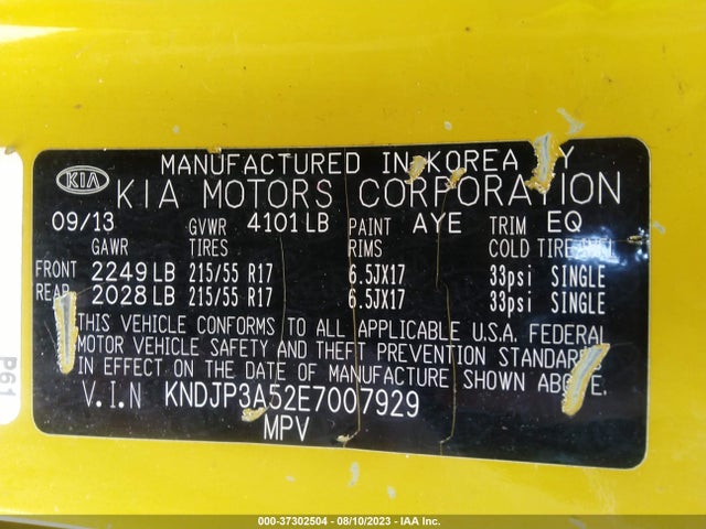 KIA SOUL + 2014 KNDJP3A52E7007929 Image 10