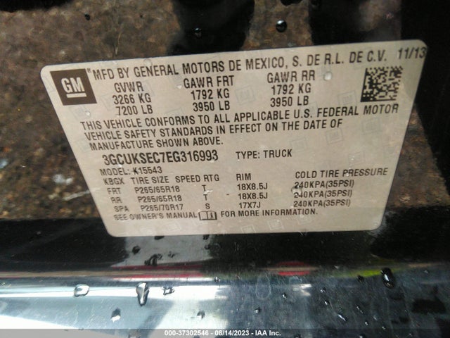 Chevrolet Silverado 1500 Ltz 2014 3GCUKSEC7EG316993 Image 9