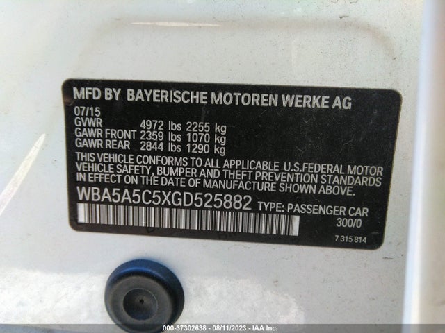 BMW 5 Series 528i 2016 WBA5A5C5XGD525882 Image 9
