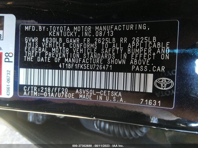 Toyota Camry L/le/xle/se/se Sport 2014 4T1BF1FK5EU726471 Image 9