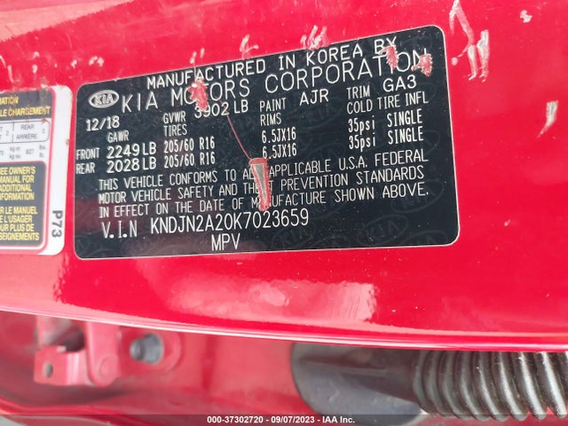 KIA Soul Base 2019 KNDJN2A20K7023659 Image 9
