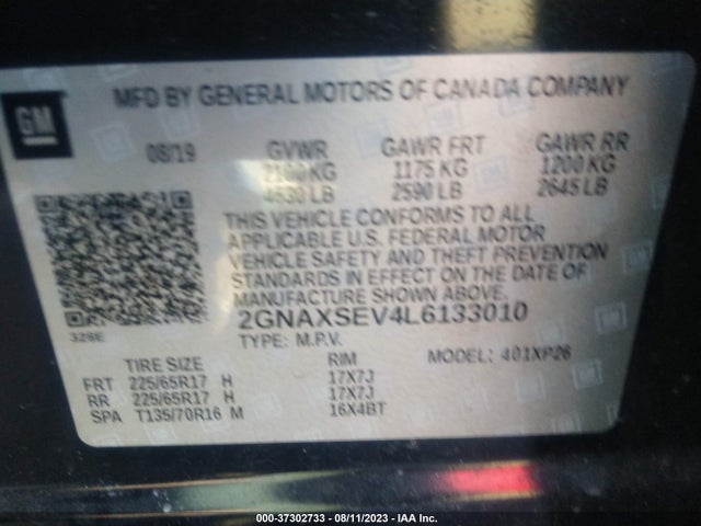Chevrolet EQUINOX LS 2020 2GNAXSEV4L6133010 Image 9