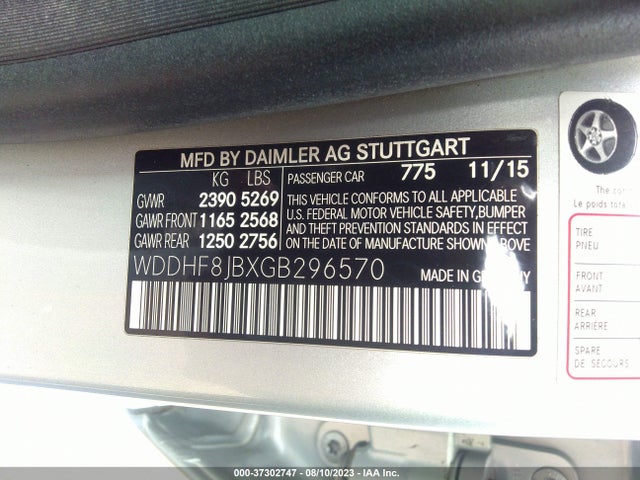 2016 MERCEDES-BENZ E-CLASS E 350 VIN: WDDHF8JBXGB296570