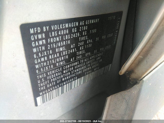 WVGAV3AX7EW556678 Volkswagen TIGUAN S