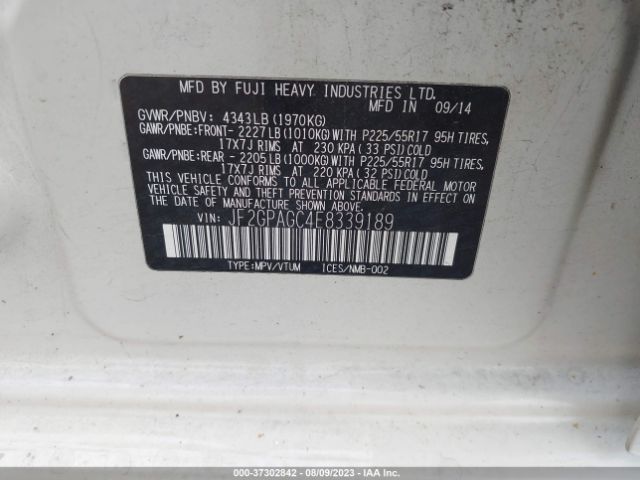 JF2GPAGC4E8339189 Subaru Xv Crosstrek Limited