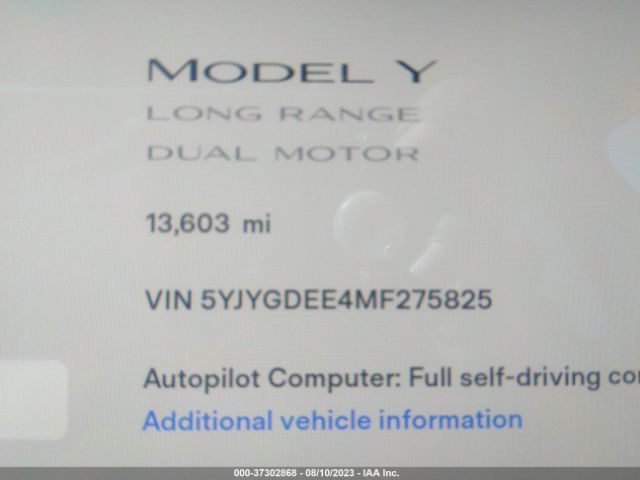 5YJYGDEE4MF275825 Tesla Model Y Long Range