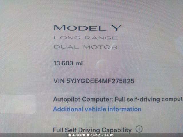 5YJYGDEE4MF275825 Tesla Model Y Long Range