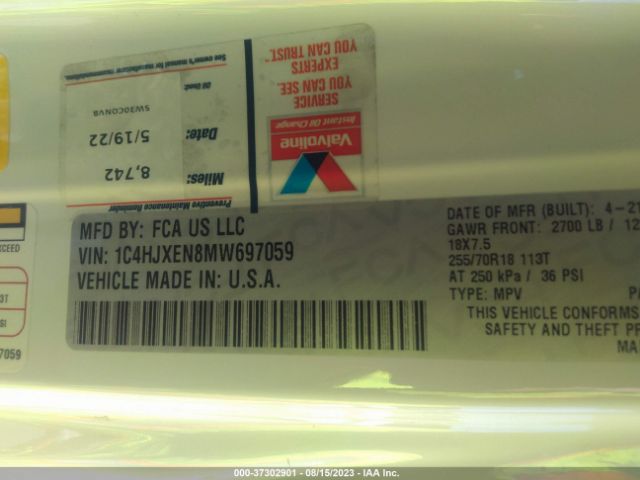 1C4HJXEN8MW697059 Jeep Wrangler Unlimited Sahara
