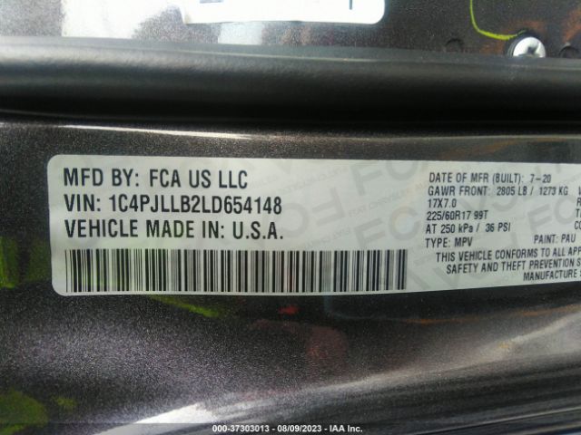 1C4PJLLB2LD654148 Jeep Cherokee Latitude Plus