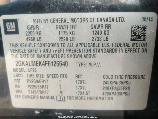 2GKALMEK4F6126640 GMC Terrain Sle