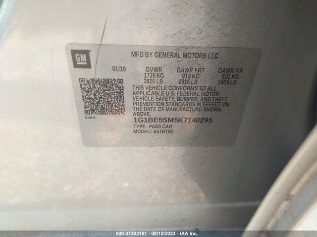 Chevrolet CRUZE LT 2019 1G1BE5SM5K7140295 Image 9
