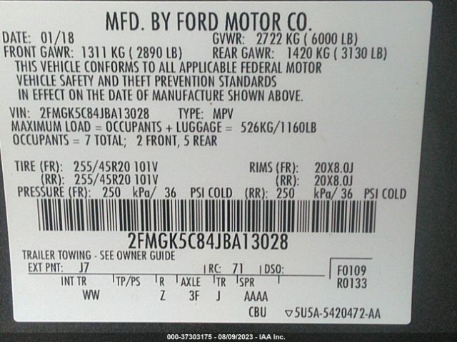 2FMGK5C84JBA13028 Ford FLEX SEL