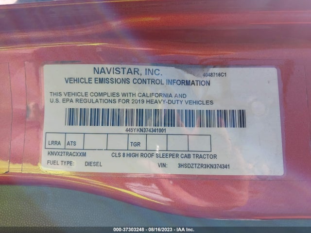 Aukcja sprzedaży 2019 International Lt625, vin: 3HSDZTZR3KN374341, numer aukcji: 37303248