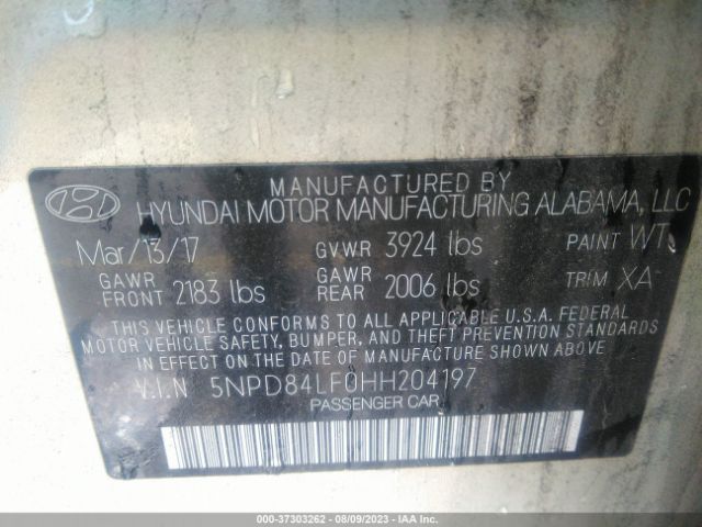 5NPD84LF0HH204197 Hyundai Elantra Value Edition