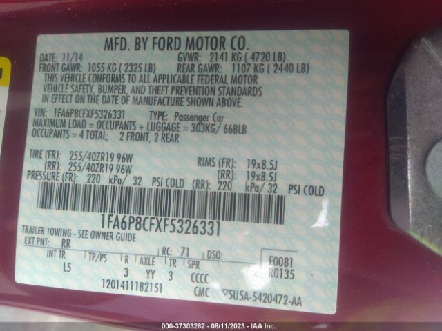 2015 FORD MUSTANG 1FA6P8CFXF5326331 Photo 8